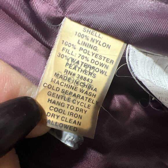 Tahari Down Puffer Coat Shawl Collar Quilted Zipper & Snap Purple Size M (READ) - Picture 10 of 12